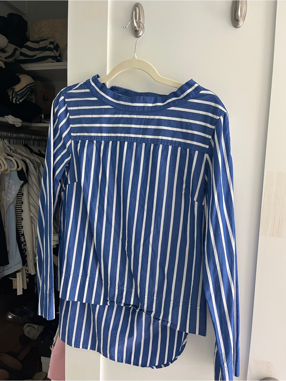 J. Crew Navy and White Striped Long-Sleeve Women’s Top